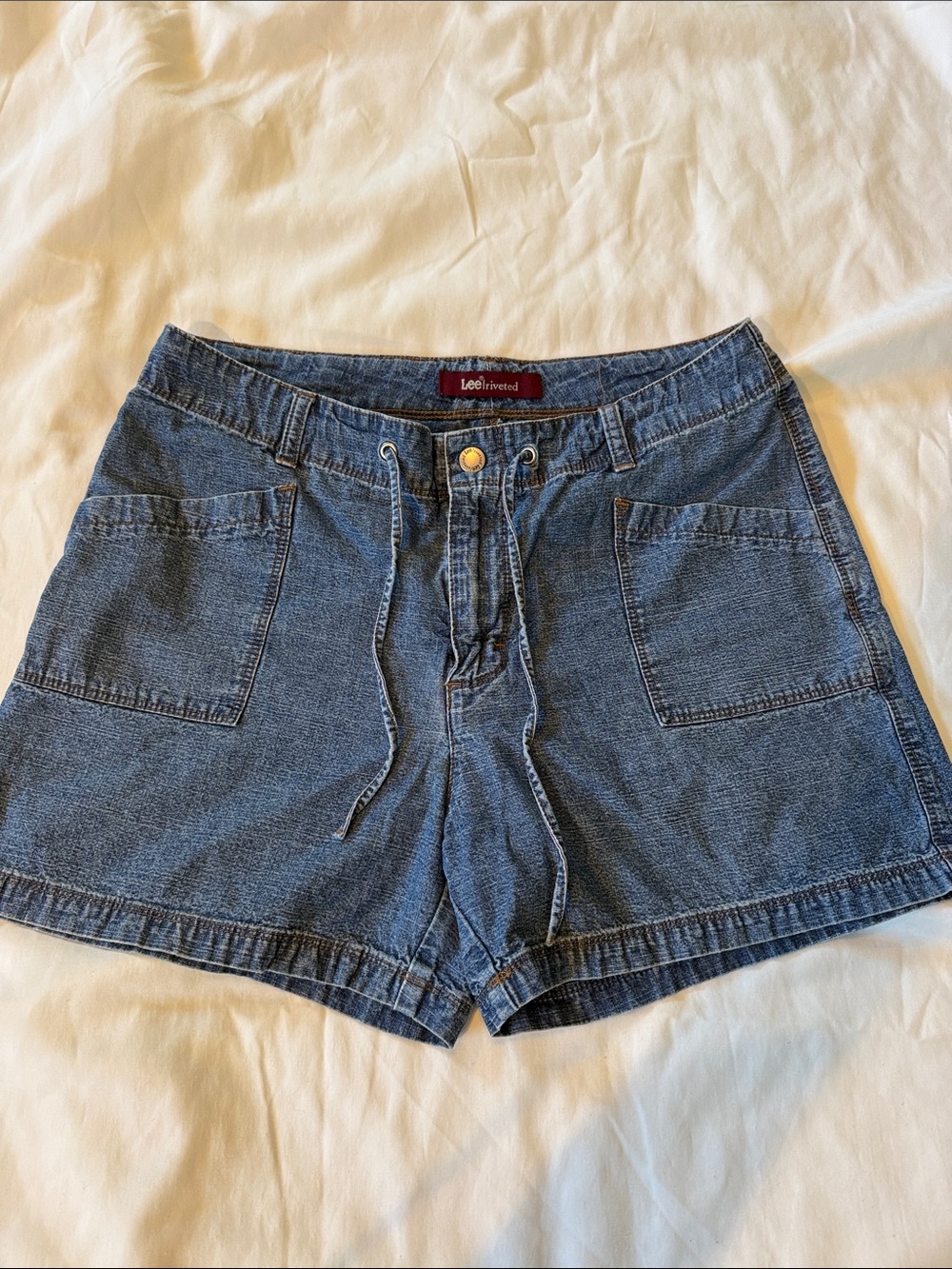 Lee Riveted Relaxed Denim Drawstring Women's Shorts - Blue